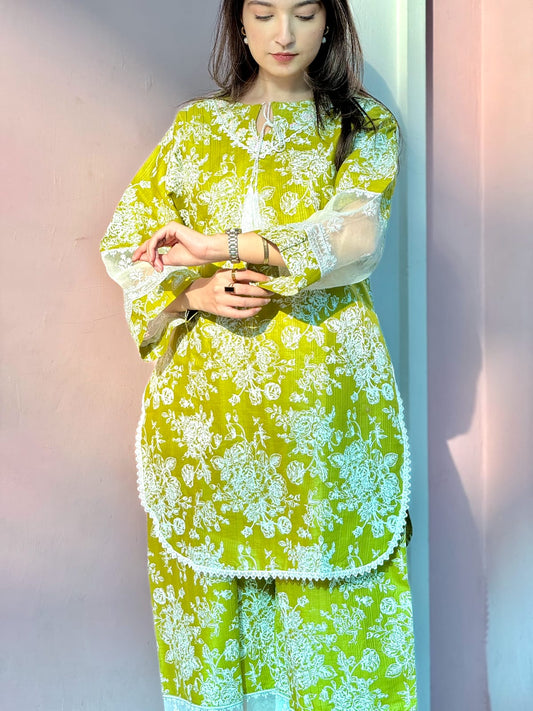 2 Piece – White Block Print