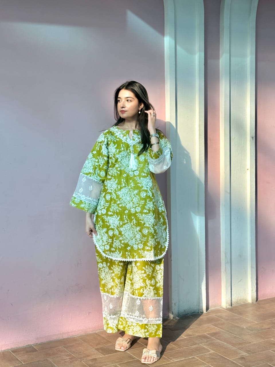 2 Piece – White Block Print