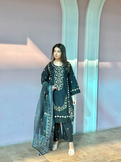 3 Piece – Four colour Viscose Embroidered suit