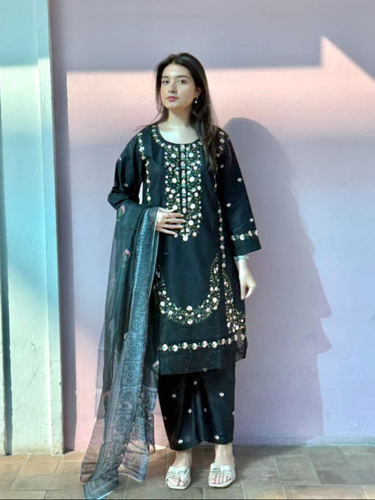 3 Piece – Four colour Viscose Embroidered suit
